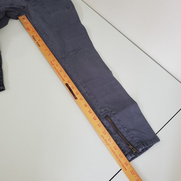 Madewell Jeans Womens 25 Gray Skinny Fatigue Military Moto Ankle Zip - Picture 13 of 14